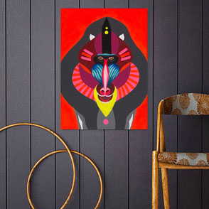 canvas print with colorful monkey illustration