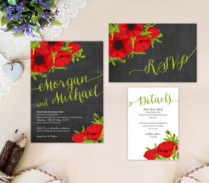 Poppy wedding invitations