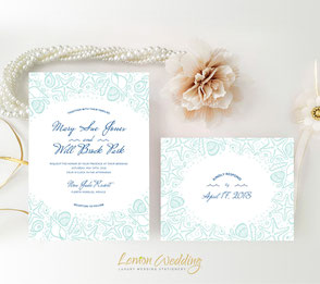 Nautical wedding invitations and RSVP cards