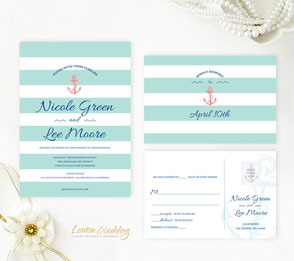 Anchor themed wedding invitations