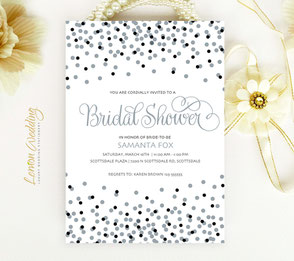 Silver bridal shower invitations