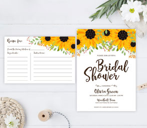 Sunflower Bridal Showers Invitations 