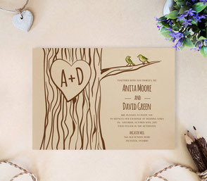 Rustic wedding invitation cards