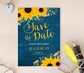 sunflower save the date cards