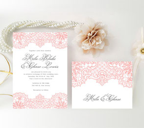 Wedding invitations with lace 