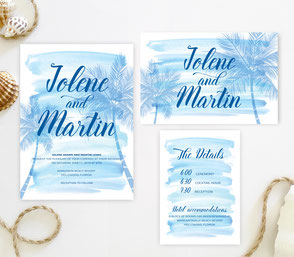 Tropical wedding invitations