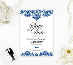 navy blue save the date invitations