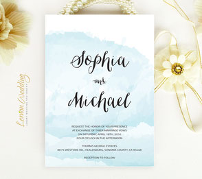Blue Wedding Invitations Lemonwedding White And Blue Wedding Invitations