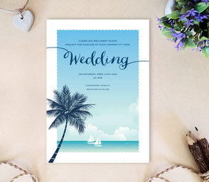 Beach themed wedding invitations