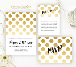 Polka dot wedding invitations
