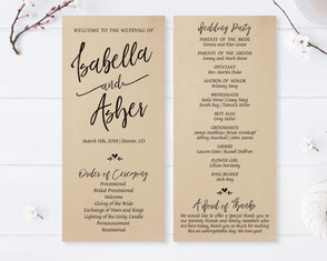 printed wedding program