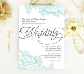 Green Wedding Invitations Lemonwedding Mint Green Wedding Invitations