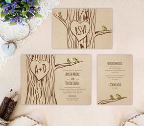 Tree themed wedding invitations