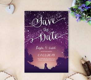 Starry night save the date invites
