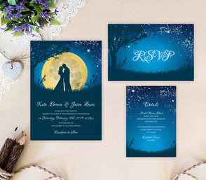 Moon wedding invitation kits