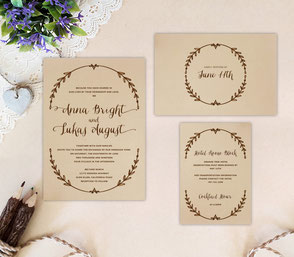 Wreath wedding invitations