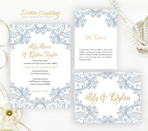 Gold and silver elegant wedding invitations 