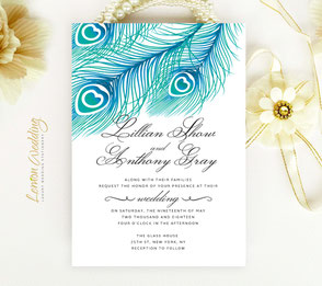 Peacock wedding invitations