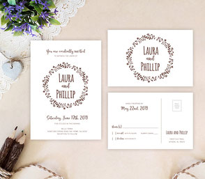 Wedding invitations and RSVP cards