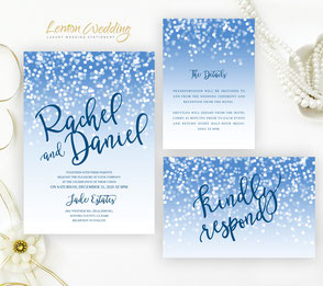 Winter themed wedding invitations