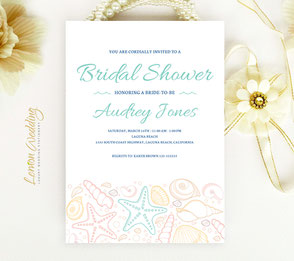 Beach bridal shower invitations