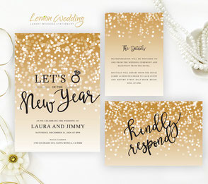 New year's eve wedding invitations sets