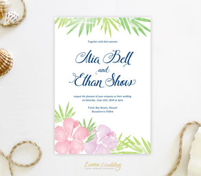 hibiscus wedding invitations