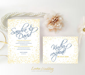 confetti themed wedding invitations