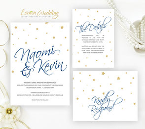 Beautiful Wedding Invitations Lemonwedding Navy And Gold Wedding Invitations Sets