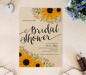 Sunflower Bridal Showers Invitations 