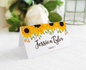 sunflower wedding name cards
