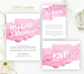 Pink Watercolor wedding Invitation Kits