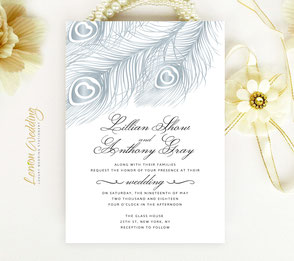 peacock feather wedding invitations