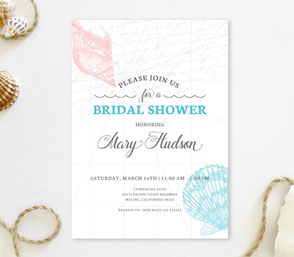 Beach bridal shower invitations