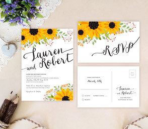sunflower themed wedding invitations 