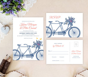 Rustic wedding invitations with RSVP