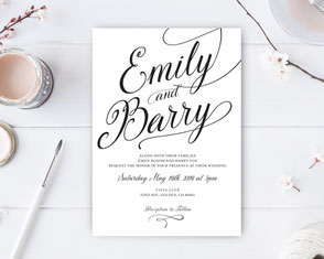 Simple black and white invitations