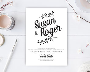 elgant black and white wedding invitations