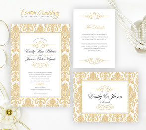 White and gold invitations