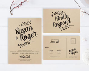 Wedding invitations printed on kraft paper