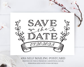 Wreath save the date postcards