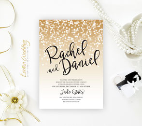 Gold and black wedding invitations
