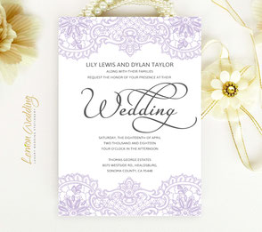 Purple wedding invitations cheap