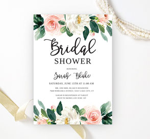 Floral bridal shower invitations