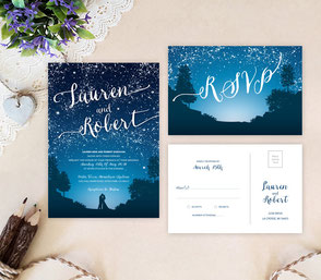 Bride and groom wedding invitations