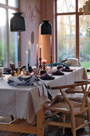 dieartigeBLOG - Leinentischdecke+Kerzen, Essbereich / dining area, autumn