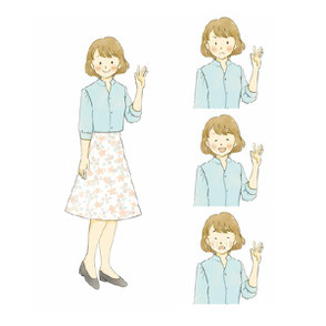 女性の喜怒哀楽を表したイラスト