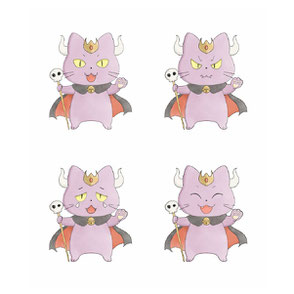 猫の魔王の喜怒哀楽を表したイラスト