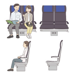 スカイライナーの座席と人物のイラスト
