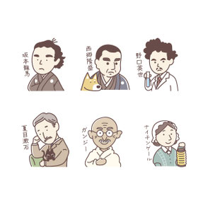 世界の偉人の似顔絵イラスト